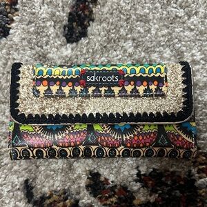 Sakroots Colorful Patterned Wallet with Gold Accents
